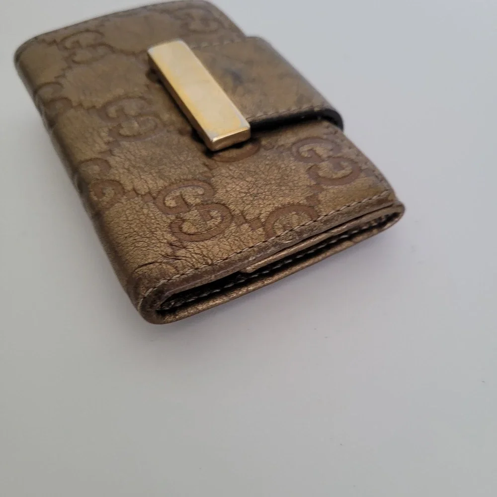 Gucci Guccissima Metallic Gold Leather 6 Ring Key Case Wallet 212098-497927
